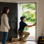 A homeowner getting a custom insulated door